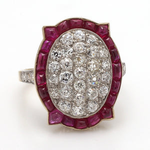 SOLD - 1.16ctw Old European Cut Diamond and Ruby Ring