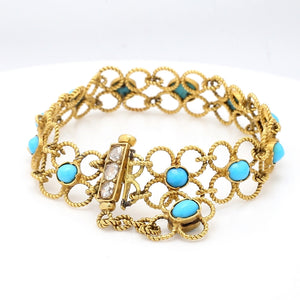 SOLD - 0.40ctw Rose Cut Diamond and Turquoise Bracelet
