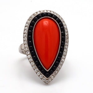 6.68ct Pear Shaped Coral Ring