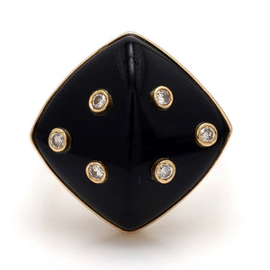 SOLD - 0.30ctw Round Brilliant Cut Diamond and Onyx Ring