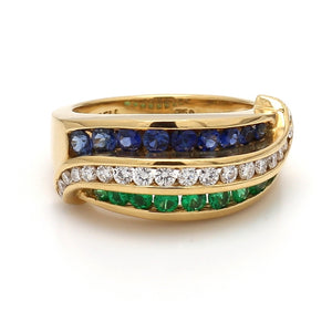 SOLD - Charles Krypell, Sapphire, Emerald, and Diamond Band