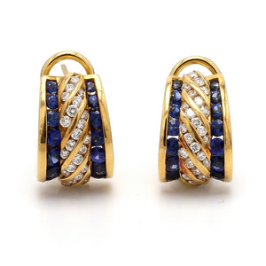 SOLD - Charles Krypell, Sapphire and Diamond Earrings
