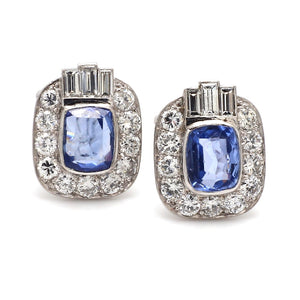 3.00ctw Cushion Cut Sapphire and Diamond Earrings