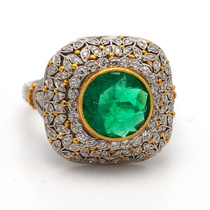 2.00ct Round Brilliant Cut Emerald Ring