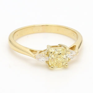 SOLD - 1.07ct Fancy Intense Yellow, Cushion Cut Diamond Ring - GIA Certified