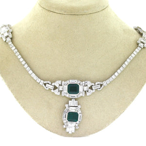 SOLD - 8.90ctw Emerald Cut, Colombian Emerald Necklace - AGL Certified