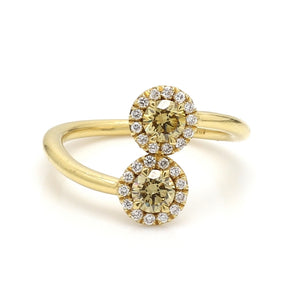 SOLD - 0.59ctw Fancy Yellow Round Brilliant Cut Diamond Ring