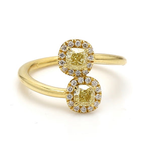 0.81ctw Fancy Intense Yellow, Cushion Cut Diamond Ring