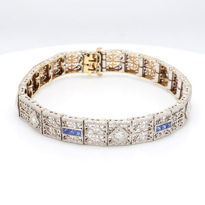 SOLD - 0.35ctw Old European Cut Diamond and Sapphire Bracelet