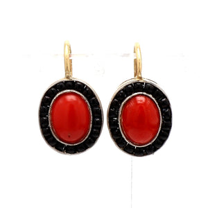 Coral and Onyx Earrings