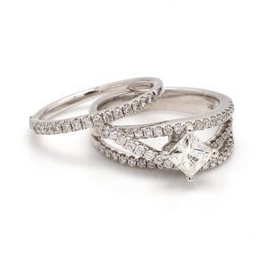 SOLD - 0.70ct Princess Cut Diamond Ring Set