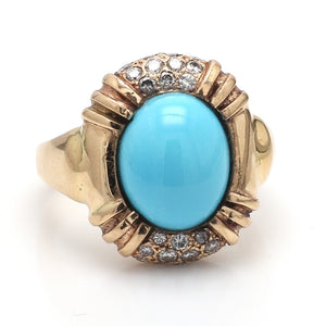 SOLD - 9.25ct Oval Cabochon Cut Turquoise Ring