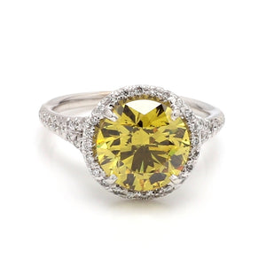 SOLD - 3.01ct Fancy Deep Yellow Round Brilliant Cut Diamond Ring - GIA Certified