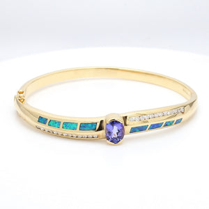 SOLD - 1.88ct Oval Cut Tanzanite and Opal Inlay Bracelet
