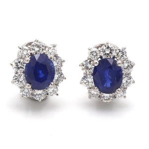 SOLD - 8.67ctw Oval Cut Sapphire and Diamond Earrings
