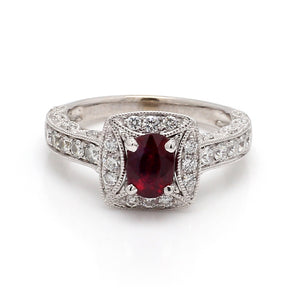 SOLD - 1.02ct Oval Cut, No Heat, Crimson Red Ruby Ring - GIA Certified