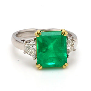SOLD - 3.97ct Emerald Cut, Colombian Emerald Ring - AGL Certified