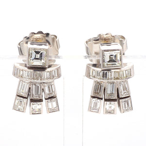 SOLD - 2.45ctw Baguette and Carre Cut Diamond Earrings