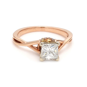 0.82ct H SI1 Princess Cut Diamond Solitaire Ring
