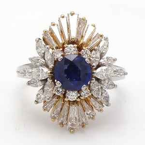 SOLD - 1.26ct Round Brilliant Cut Sapphire and Diamond Ring
