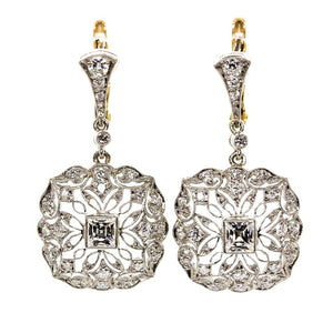0.79ctw Old European and French Cut Diamond Earrings