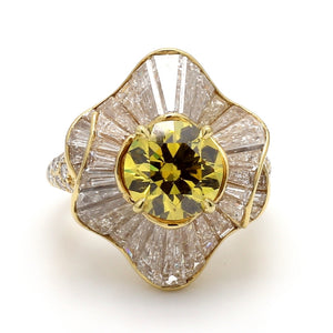 SOLD - 3.01ct Fancy Deep Yellow, Round Brilliant Cut Diamond Ring - GIA Certified