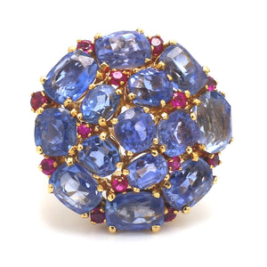 20.00ctw Cushion Cut, No Heat, Violetish Blue Sapphire Cluster Ring - GIA Certified