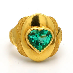 SOLD - 3.00ct Heart Shaped, Colombian Emerald Ring - AGL Certified