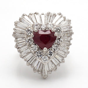 SOLD - 2.09ct Heart Shaped Burma Ruby Ring - AGL Certified