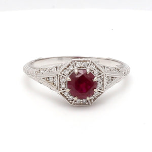 SOLD - 0.84ct Round Brilliant Cut Ruby Ring
