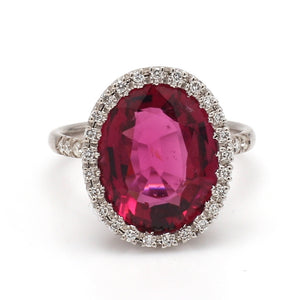 SOLD - 7.00ct Oval Cut, Rubellite Tourmaline Ring