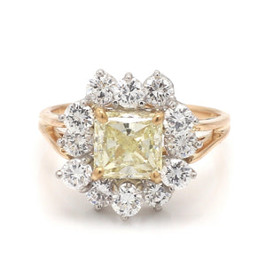SOLD - Oscar Heyman, 2.09ct Fancy Yellow Radiant Cut Diamond Ring