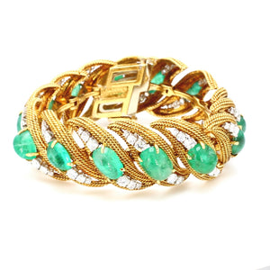 SOLD - David Webb, 65.00ctw Emerald and Diamond Bracelet