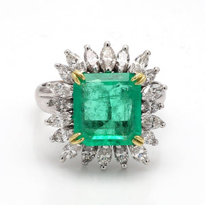 3.49ct Square Emerald Cut Emerald Ring - AGL Certified