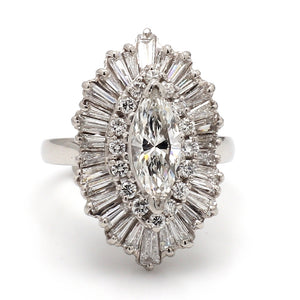 SOLD - 4.00ctw Marquise, Baguette, and Round Brilliant Cut Diamond Ring