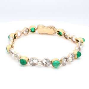 SOLD - 2.50ctw Emerald, Pearl, and Diamond Bracelet