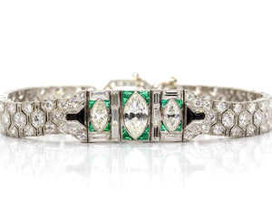 SOLD - 9.30ctw Marquise, Baguette, and Round Brilliant Cut Diamond Bracelet