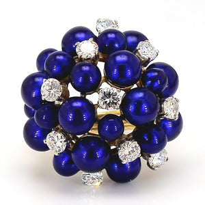 1.00ctw Diamond and Blue Enamel Ring