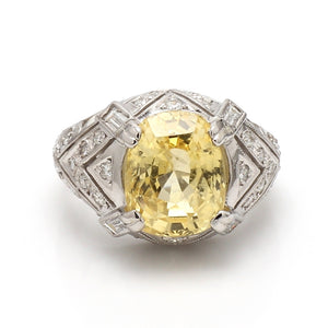 SOLD - 7.25ct Oval Cut, No Heat, Yellow Sapphire Ring - AGL Certified