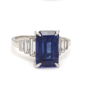 6.06ct Emerald Cut, Sapphire Ring