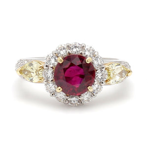 SOLD - 2.04ct Round Brilliant Cut, Burma Ruby Ring - AGL Certified
