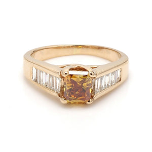 1.00ct Fancy Deep Orange-Yellow Radiant Cut Diamond Ring - GIA Certified
