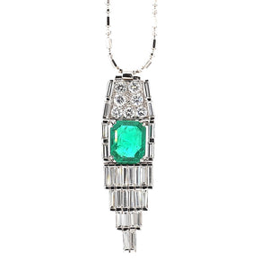 SOLD - 3.75ct Emerald Cut, Colombian Emerald Necklace - AGL Certified