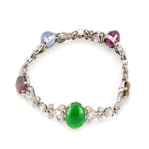 SOLD - 3.95ctw Diamond, Ruby, Jade, Sapphire, Opal, and Citrine Bracelet
