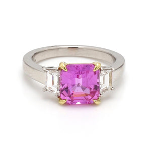 SOLD - 3.24ct Octagonal Cut, No Heat, Purple-Pink Sapphire Ring - GIA Certified