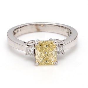 SOLD - 1.63ct Fancy Yellow, Radiant Cut Diamond Ring
