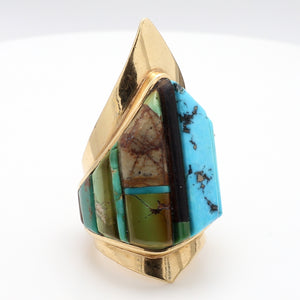 SOLD - Charles Loloma, Turquoise Inlay Ring