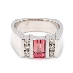 SOLD - 0.75ct Square Cut, Pink Tourmaline Ring