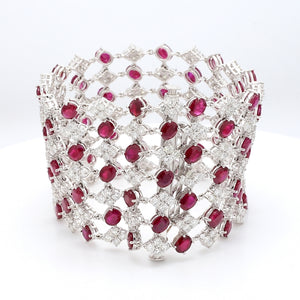 SOLD - 45.50ctw Round Brilliant Cut Ruby and Diamond Bracelet