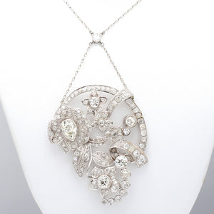 8.80ctw Pear and Old Mine Cut Diamond Necklace